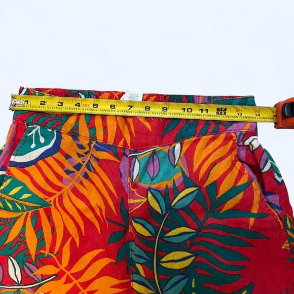 C&C California Tropical Linen Wide Leg Floral Elastic Waist Crop Pants Women’s S - Picture 2 of 7